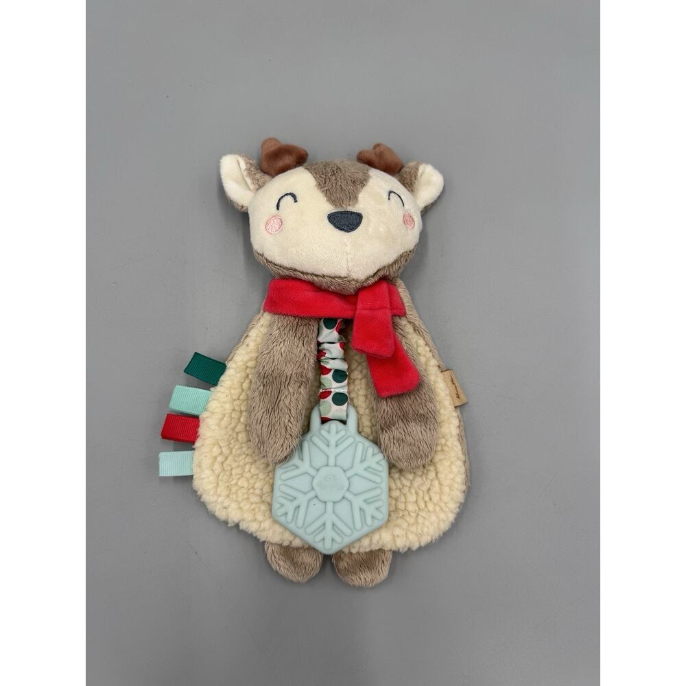 Itzy Ritzy Lovey Reindeer Textured Soother Sherpa Tags